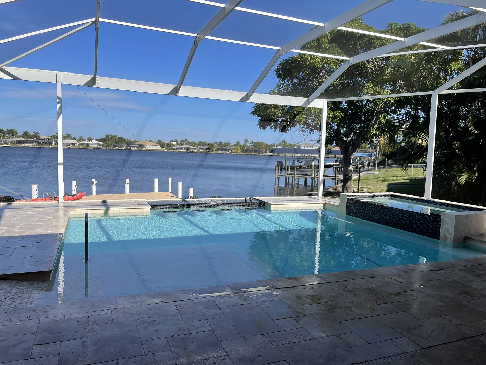 Sparkling pool with blue water