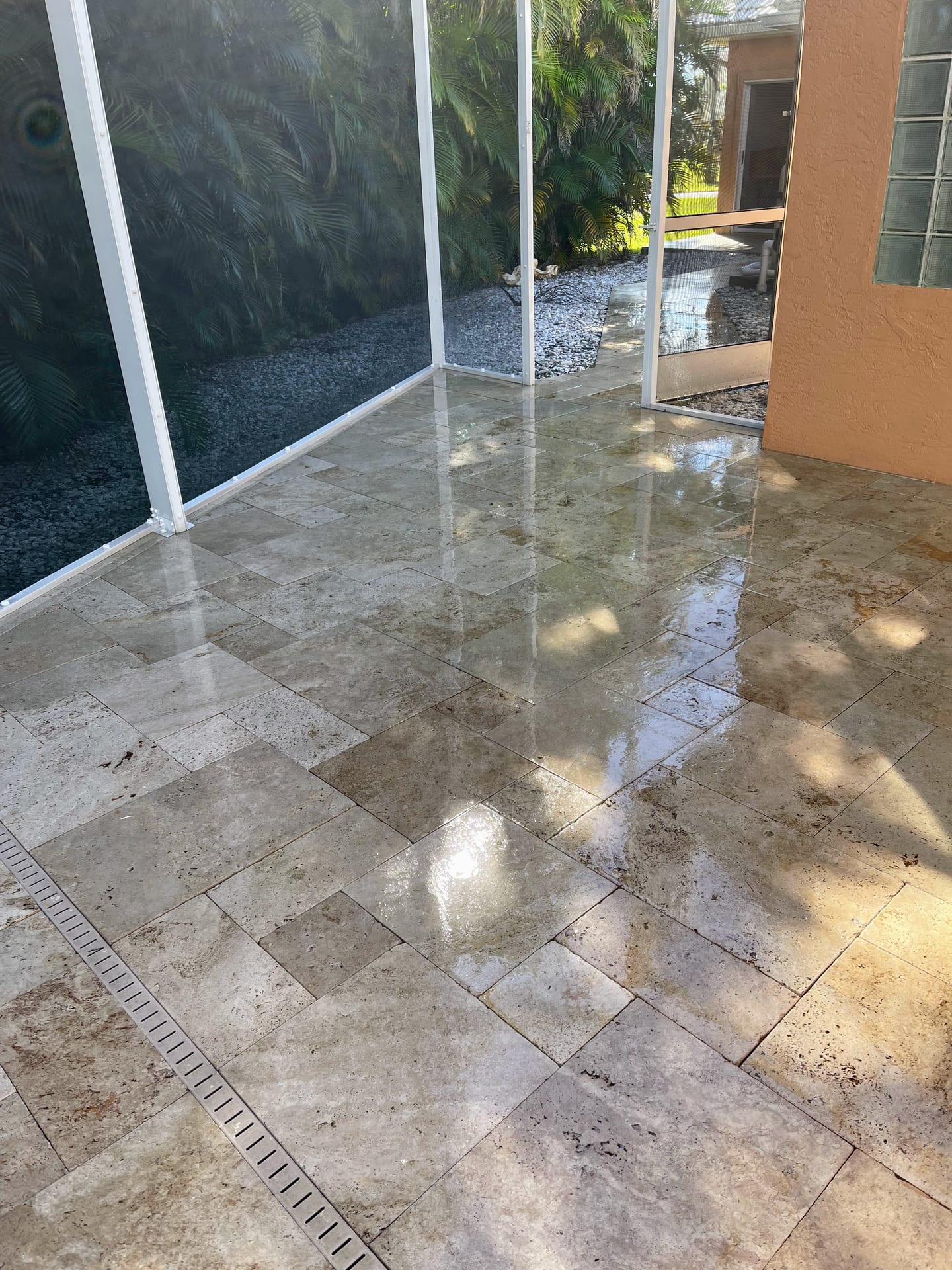 Patio after pressure washing